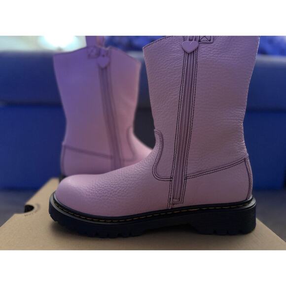 New Dr‎ Martens Heart PO Boot Bex Size 6 Pink Nappa Patent Leather Zip Closure - Picture 5 of 8
